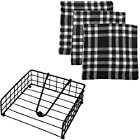 Servilleteros de mesa modernos cuadrado individual estilo nórdico e industrial incluye 3 servilletas de tela de regalo…